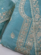 Neck Embroidery Organza Unstitched Suit Piece With Dupatta